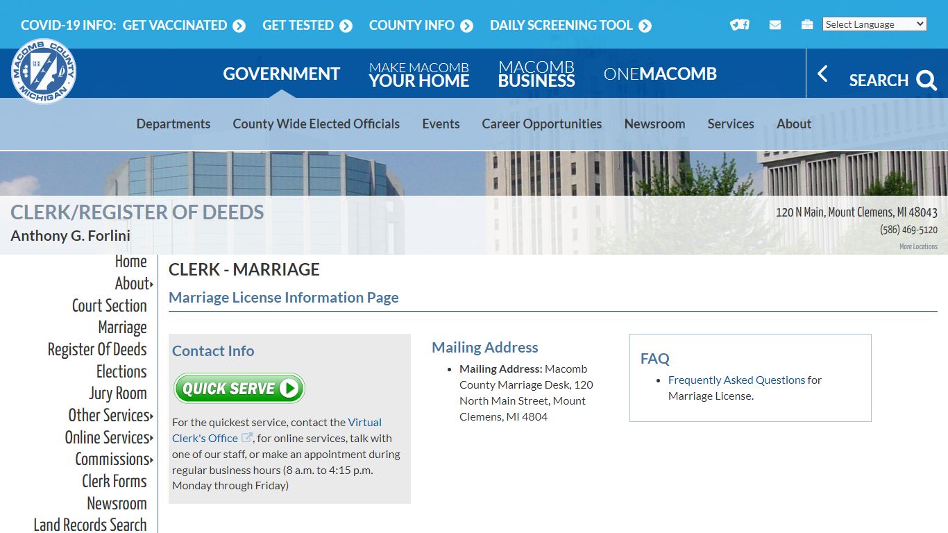 Clerk - Marriage | Macomb County